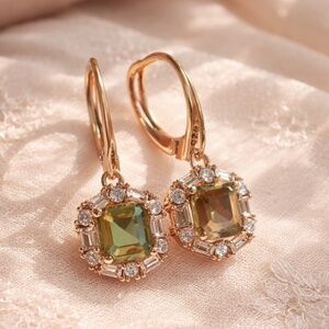 Turkish Color Change Diaspore Earrings 18K Rose Gold Vermeil, Victorian Style